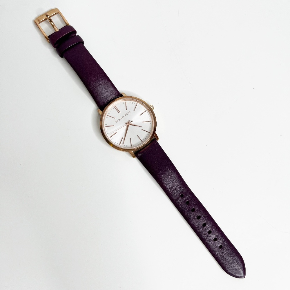 Michael Kors Watch Purple Leather with Rose Gold Accents